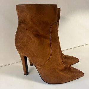 Brown Heeled Booties, Size 6